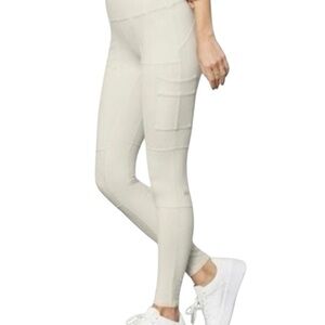 ALO Yoga Women's High Waisted Cargo Leggings in Bone pocketed athletic XS